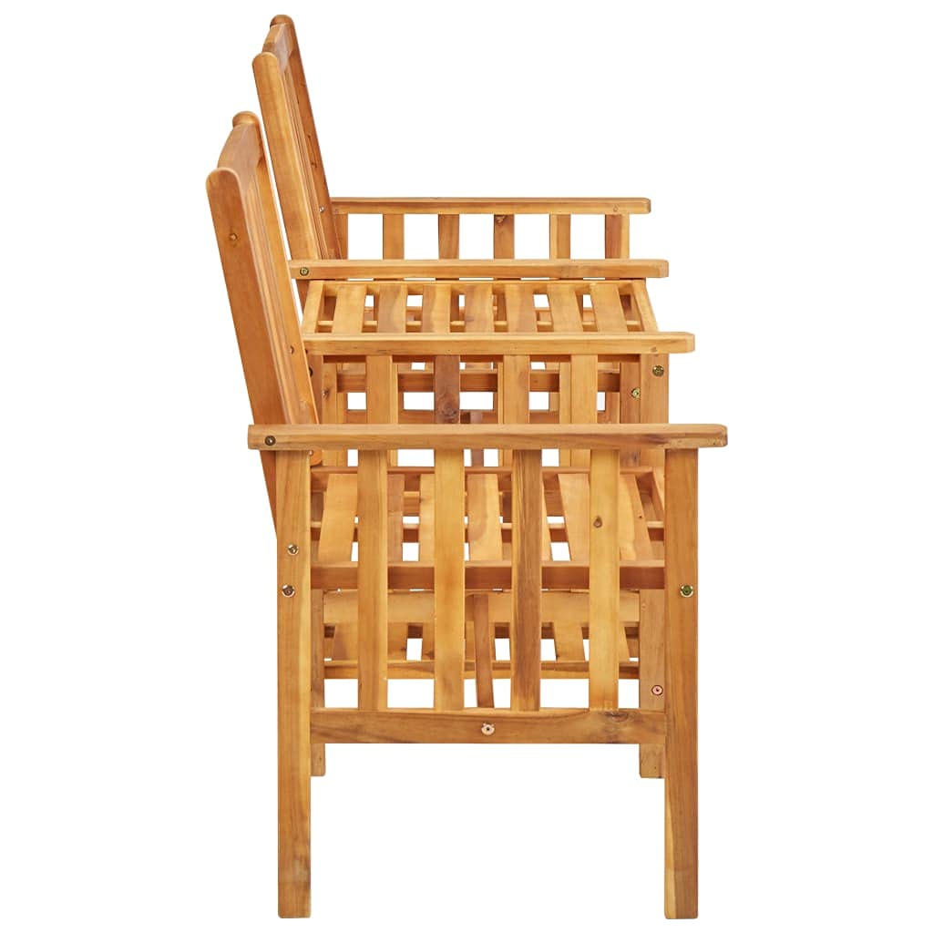 vidaXL Solid Acacia Wood Patio Chair Bistro Set with Integrated Tea Table, Natural Finish for Outdoor Garden and Patio 62.6"x24"x36.2"