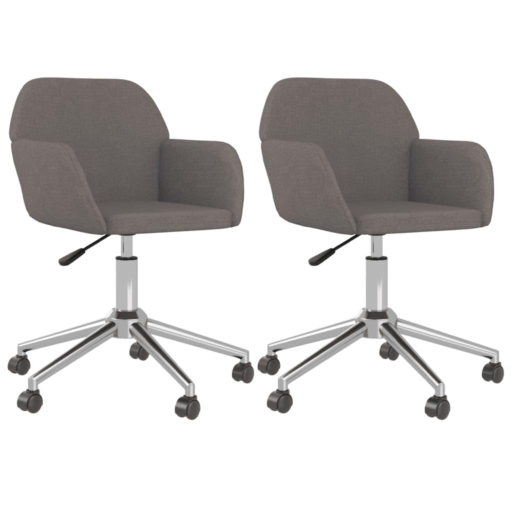 vidaXL Swivel Dining Chair Set in Dark Gray Fabric - Adjustable Height Metal Plywood Chairs with Armrest