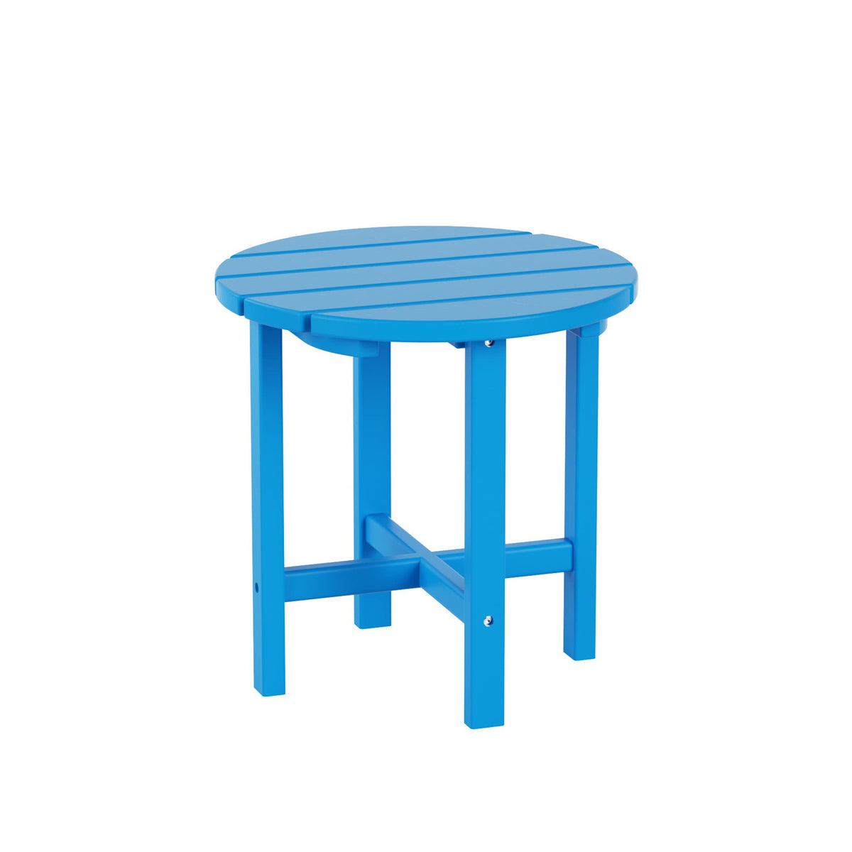 Costaelm Round Outdoor Side Tables, Adirondack Patio Tables For Outside, Hdpe Patio End Table Weather Resistant, Balcony Table For Pool, Seaside, Backyard, Porch, Indoor Companion, Pacific Blue