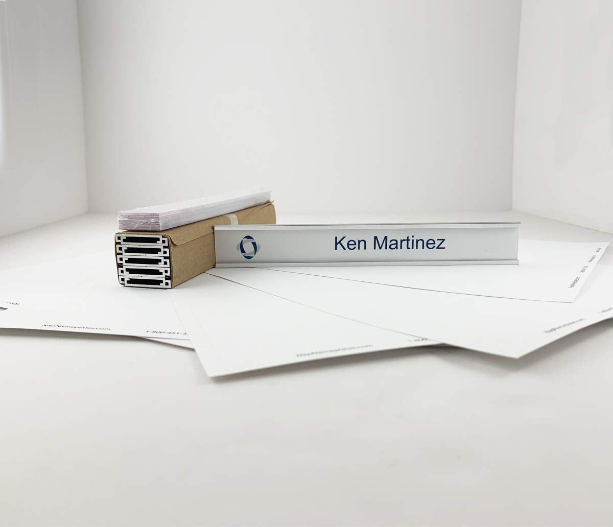 Wall Or Door Nameplate Holder With Clear Plastic Inserts And Perforated Nameplate Inserts - Pack Of 10 (Silver, 8' X 1')