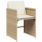 vidaXL Patio Dining Set with Cushions - 9 Piece Beige Poly Rattan Outdoor Garden Furniture, Acacia Wood Table Top 43.3x41.7x28.7 - Foldable Storage & Removable Cushion Covers