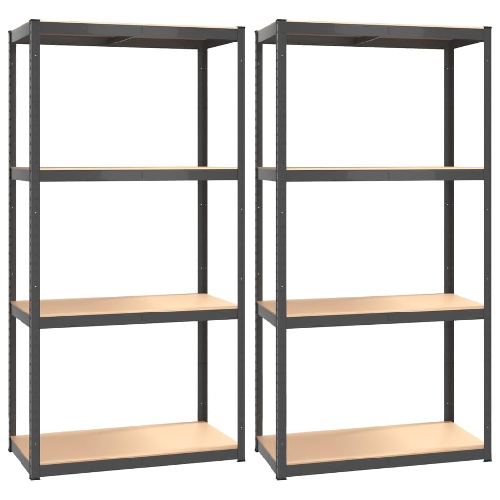 Vidaxl 4-Layer Shelves 2 Pcs Anthracite Steel&Engineered Wood