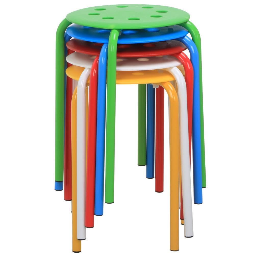 Yaheetech 17.3in Plastic Stack Nesting Stools Portable Stackable Bar Stools Colorful Decoration Stools Chairs Round Stools Flexi