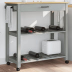 vidaXL Kitchen Trolley Rolling Cart - Solid Pine Wood in Gray/Honey Wax, Versatile Use with Storage and Wheels, 33.1x15.7x35.4 inches