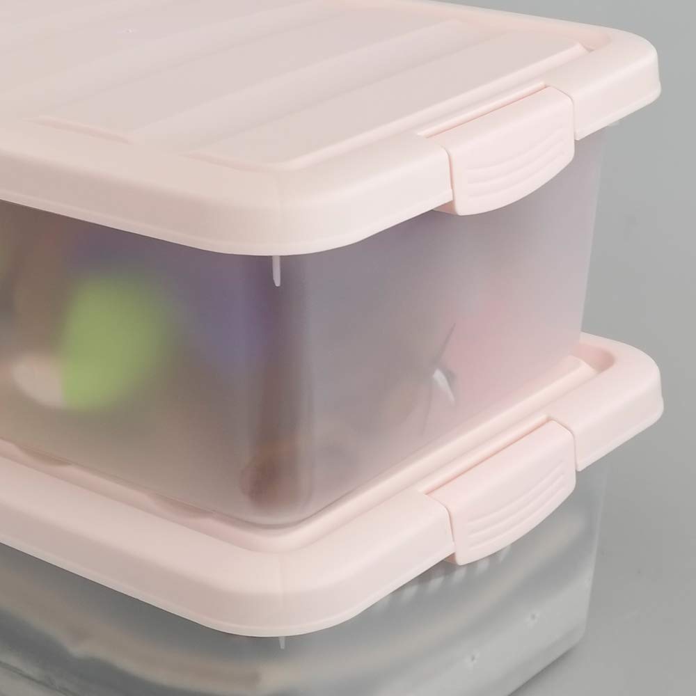 Ucake 14 Quart Plastic Storage Boxes With Pink Lids, 2 Packs