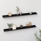 vidaXL Black Wall Shelves 2 pcs - Versatile 39.4"x3.5"x1.2" MDF Storage Solutions for Modern Home Decor