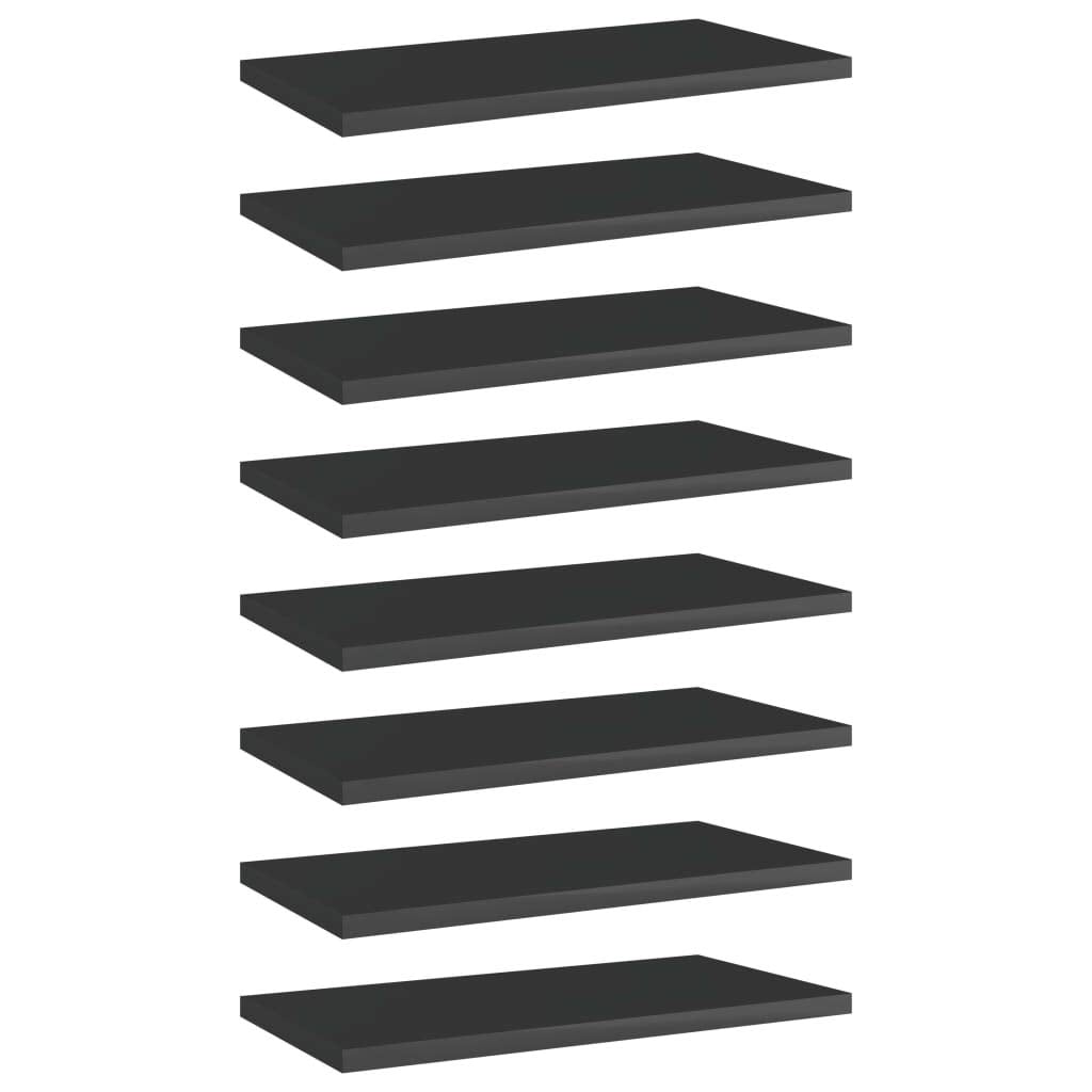 vidaXL - Set of 8 High Gloss Black Bookshelf Boards, 15.7&quot; x 7.9&quot; x 0.6&quot;, Made from Durable Engineered Wood, Easy to Clean