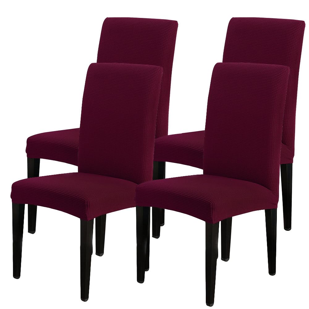 Searchi Chair Covers For Dining Room Set Of 4, Stretch Jacquard Kitchen Parsons Chair Covers,Washable Spandex Dining Chair Slipc