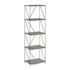 Furinno Besi 5-Tier Industrial Multipurpose Shelf Display Rack with Metal Frame, Narrow, Finn Oak
