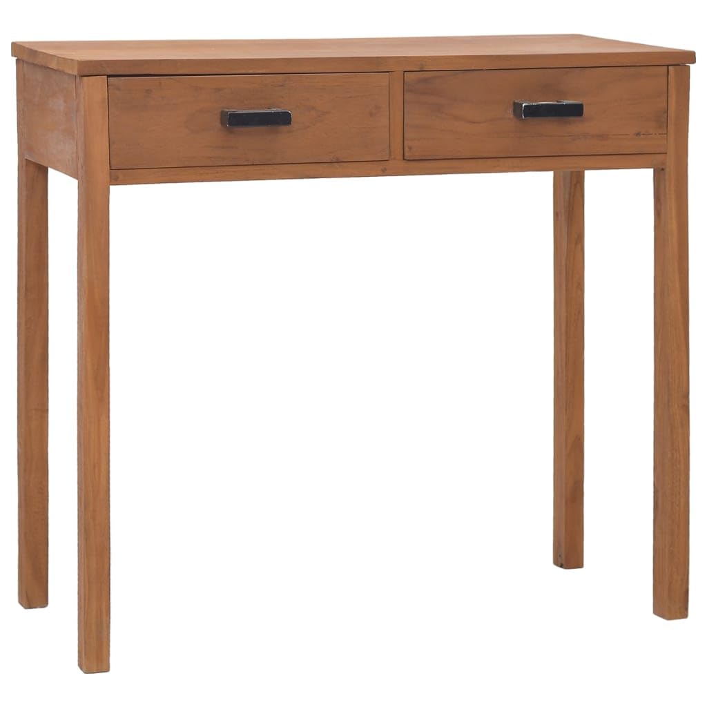 vidaXL Solid Teak Wood Office Desk with Drawers - Functional, Durable, Smooth Finish, Perfect for Office or Study Room - 31.9&quot;x15.7&quot;x29.5&quot;