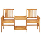 vidaXL Outdoor Bistro Set – Rustic Solid Acacia Wood Patio Chairs with Tea Table – Includes Comfortable Anthracite Cushions – Suitable for Garden and Patio