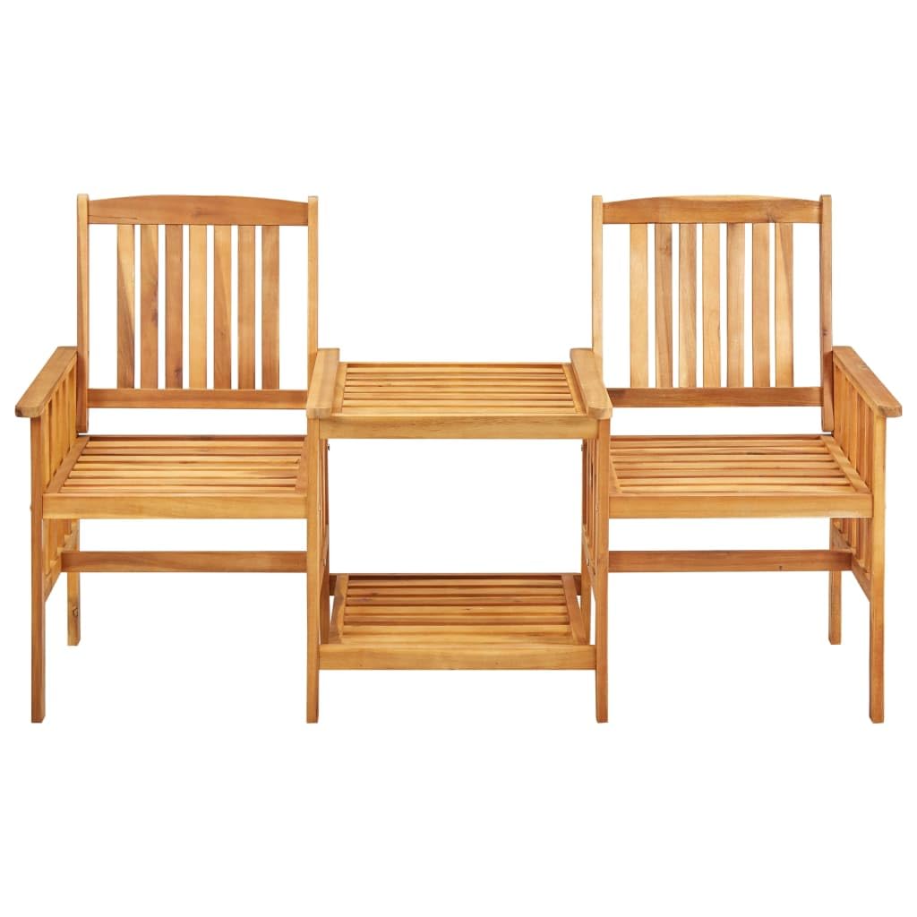 vidaXL Outdoor Bistro Set – Rustic Solid Acacia Wood Patio Chairs with Tea Table – Includes Comfortable Anthracite Cushions – Suitable for Garden and Patio
