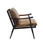 Acme Anzan Padded Cushion Accent Chair in Berham Chestnut Leather