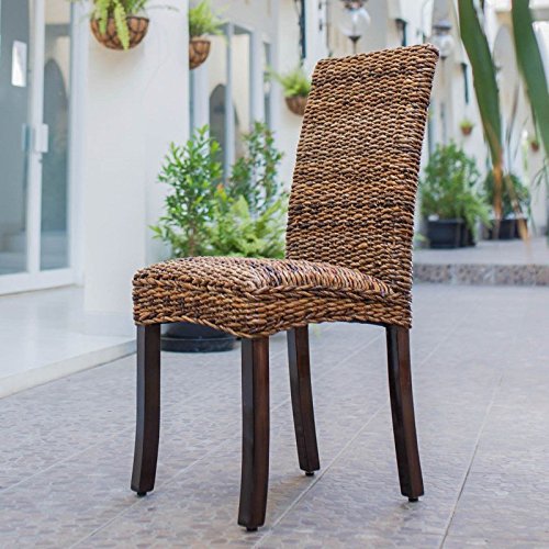 International Caravan 2-Piece Louisa Abaca Cushioned Seat Dining Chair in Salak Brown