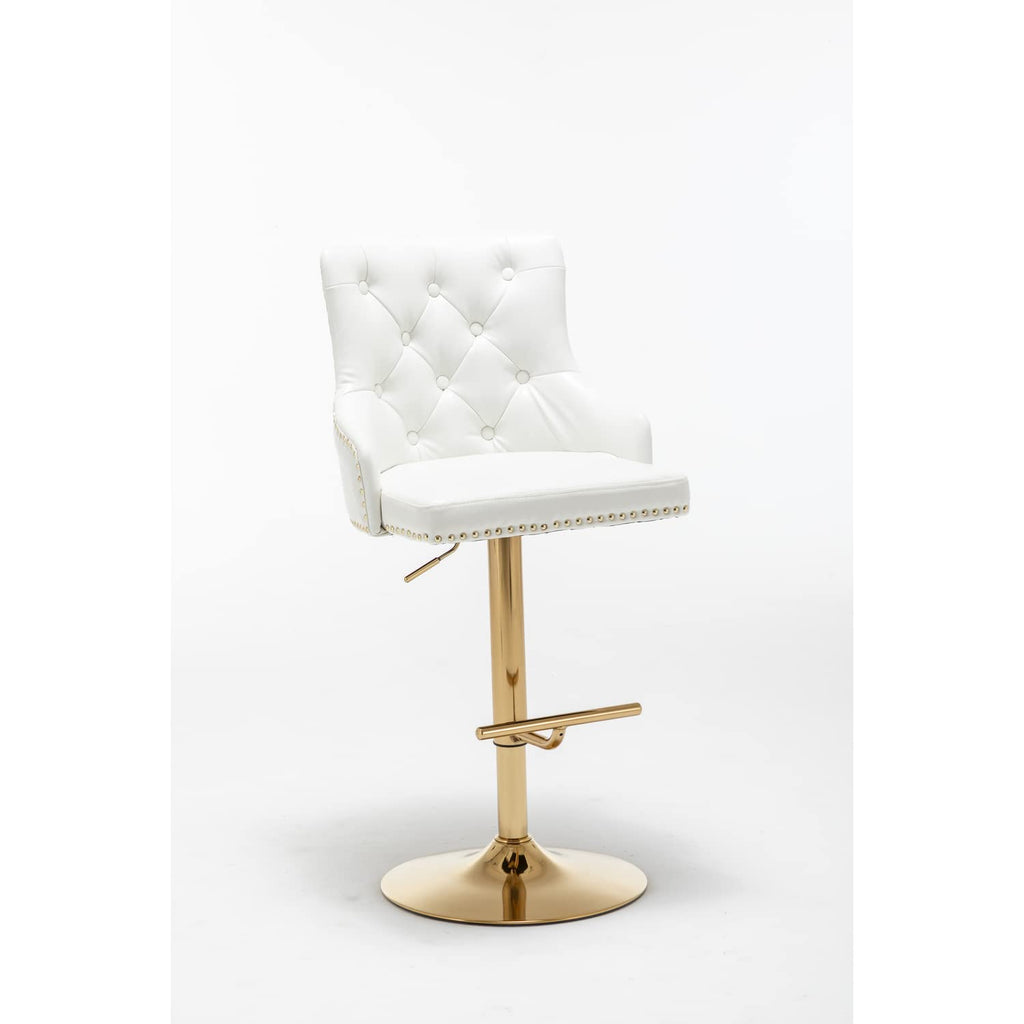 Best Master Furniture Adjustable Swivel Velvet Bar Stools With Gold Base (Set Of 2) B55 White (Velvet) Footrest, Swivel, Nailhead Trim