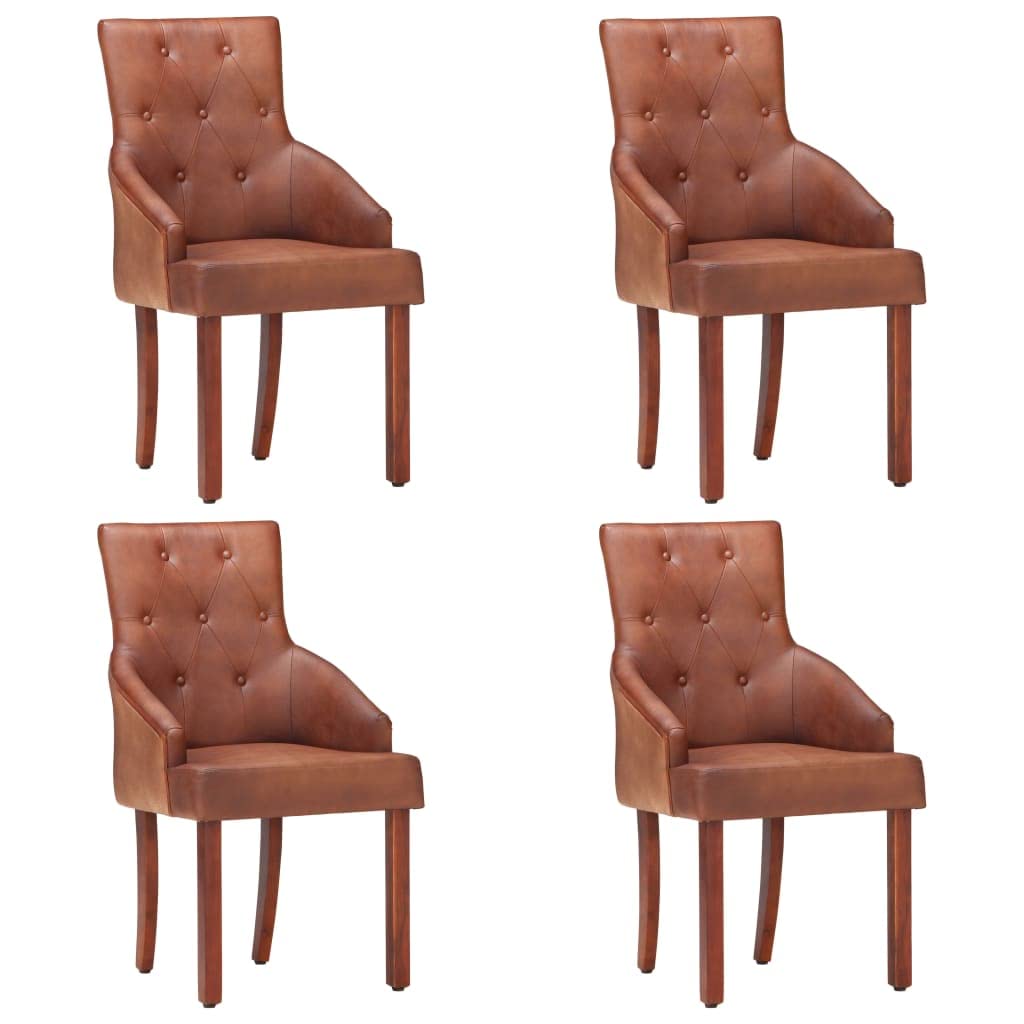 vidaXL 4X Dining Chairs Living Room Kitchen Lounge Dinner Seating Home Office Restaurant Interior Furniture Brown Real Goat Leather