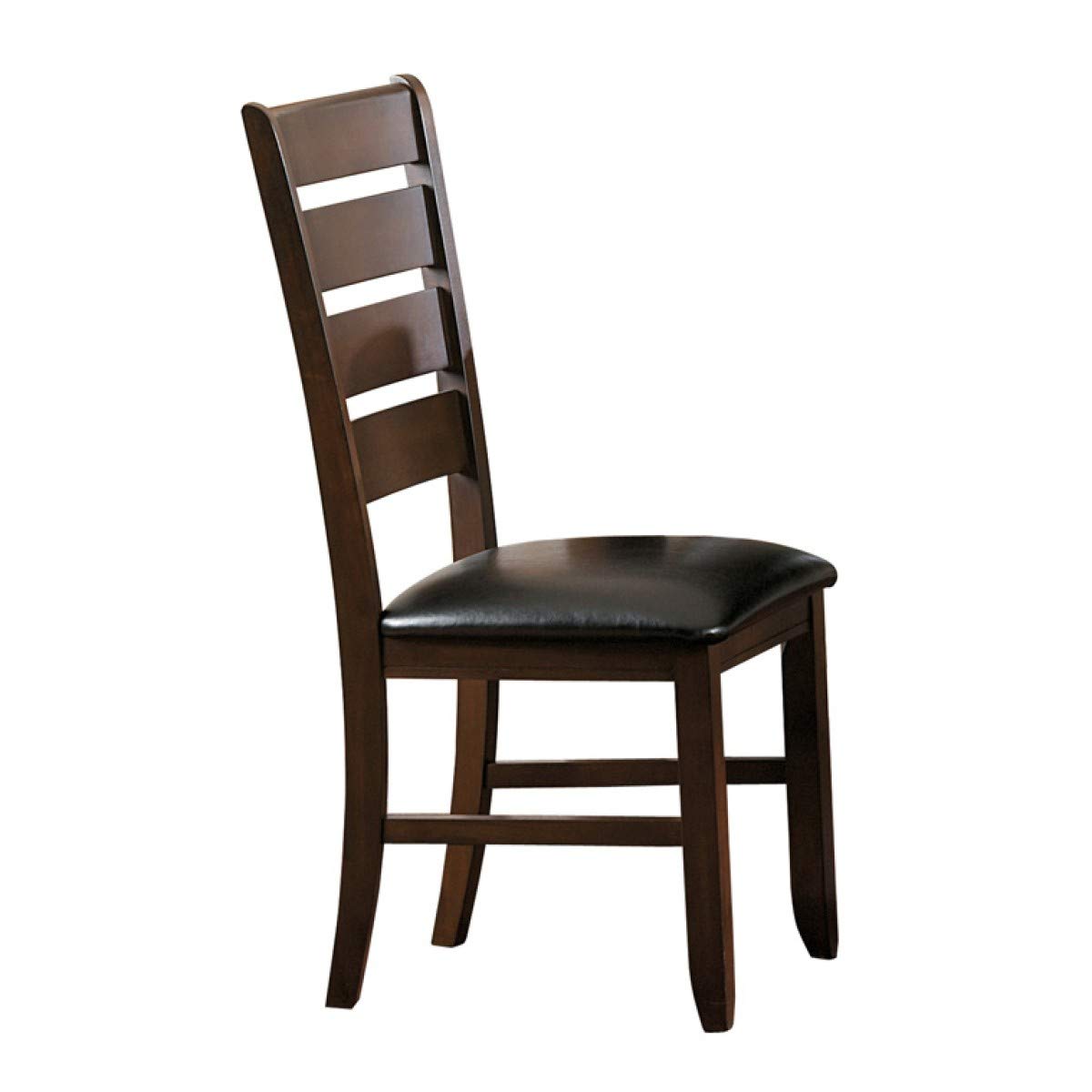 Benjara Faux Leather Upholstered Wooden Side Chair With Ladder Back Design, Set Of 2, Brown