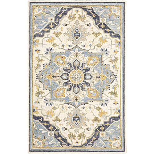 HomeRoots 10'X13' Blue and Ivory Bohemian Rug