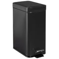 Cq acrylic Rectangular Small Steel Step Trash Can Wastebasket,Black Stainless Steel Bathroom Slim Profile Trash Can,5 Liter/1.3 