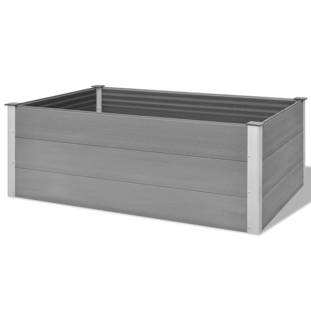 Vidaxl Garden Raised Bed In Gray - Outdoor-Friendly Wood-Plastic Composite (Wpc) - Weather-Resistant And Durable - Ideal For Flo