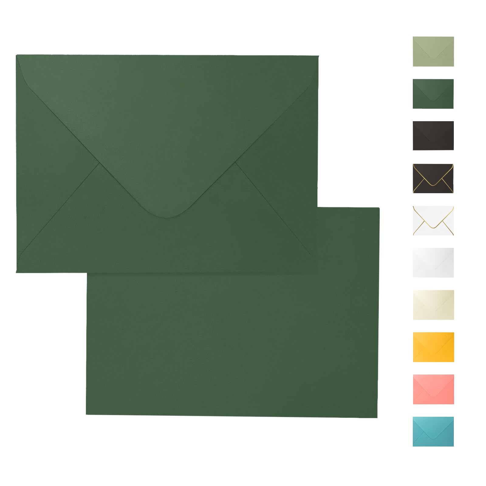 100 Pack Dark Green Envelopes 5X7, Goefun A7 Envelopes For Invitation With Euro Flap, 120Gsm, Ideal For Mailing, Wedding, 5.25 X