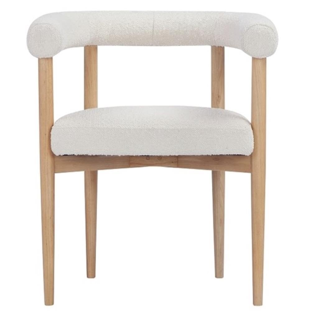 Pangea Home Bloom Arm Chair Boucle Fabric White