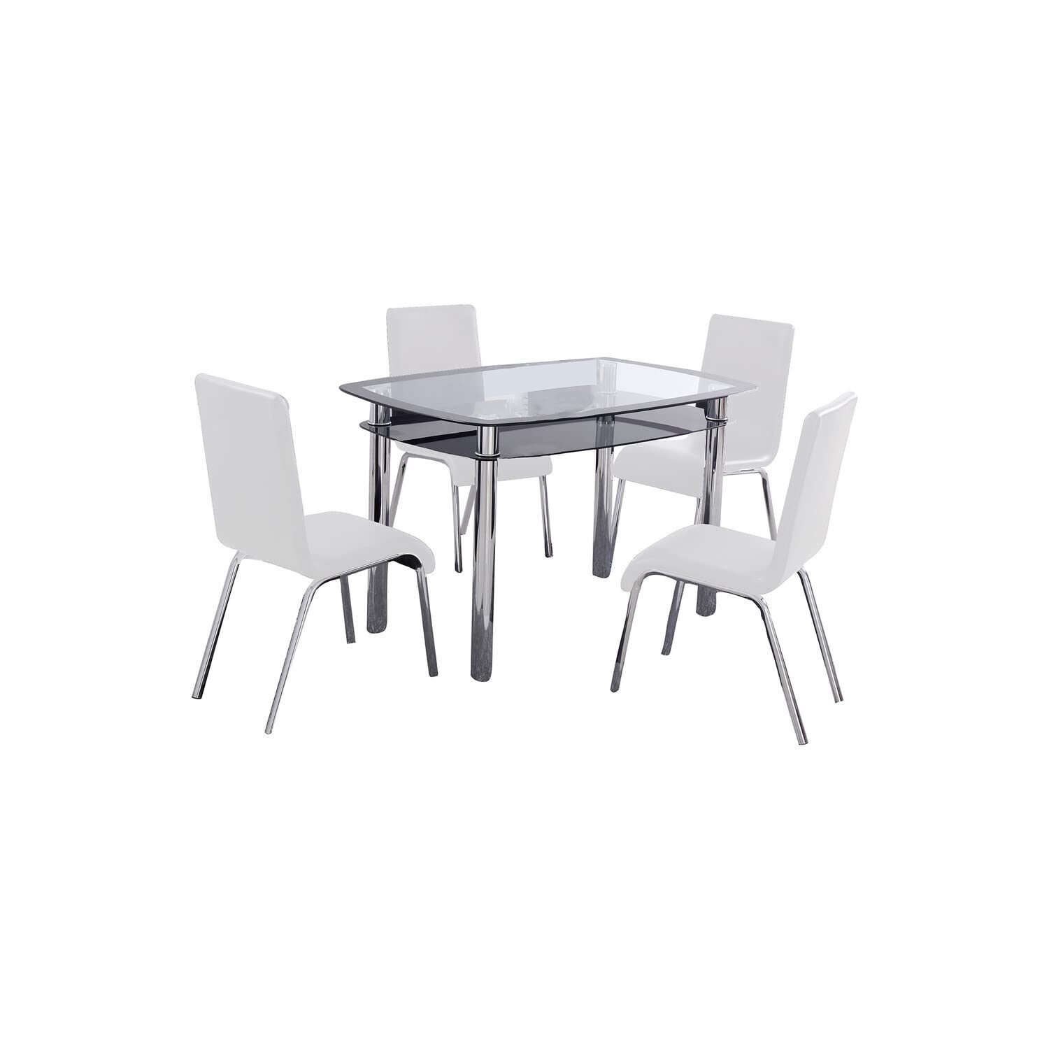 Best Master Bailee Modern Faux Leather Dining Side Chair In White (Set Of 4)