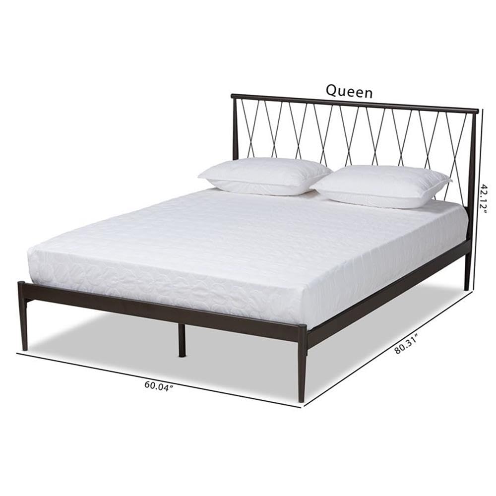 Baxton Studio Nano Modern and Contemporary Black Finished Metal Queen Size Platform Bed