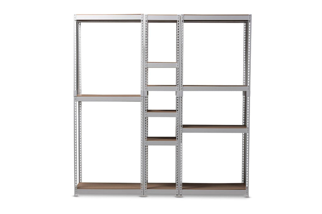 Baxton Studio Gavin Modern and Contemporary White Metal 10-Shelf Closet Storage Racking Organizer