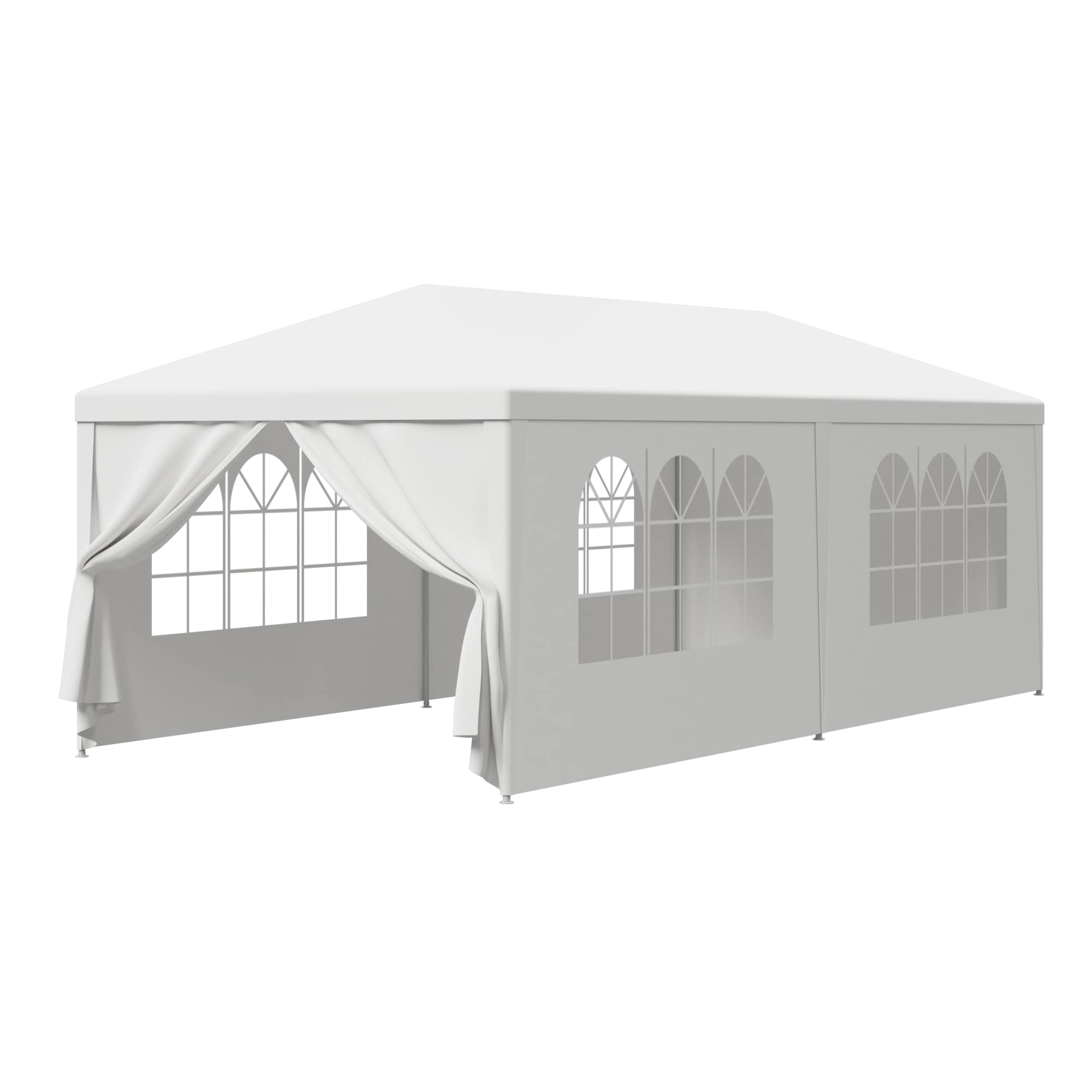 Smartxchoices 10' X 20' Outdoor White Waterproof Gazebo Canopy Tent With Removable Sidewalls Windows Heavy Duty Tent For Party W