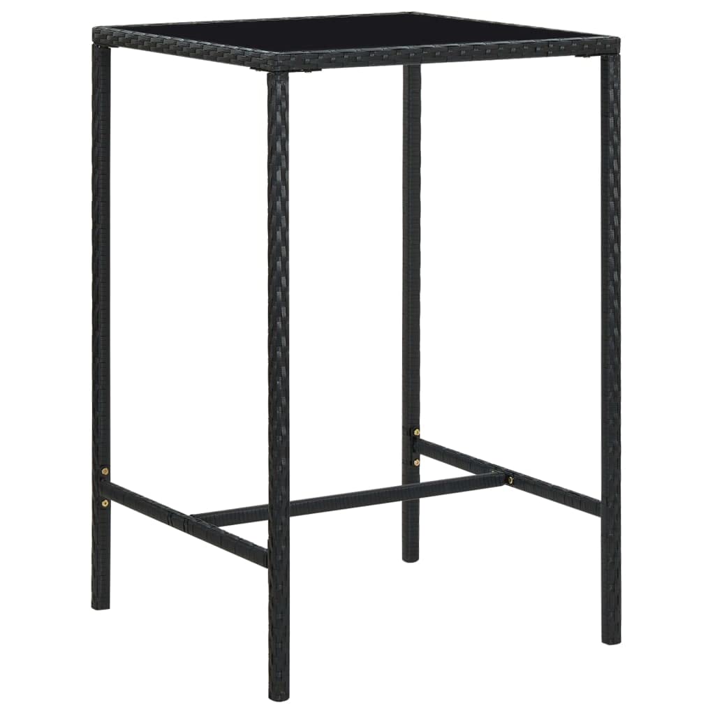 vidaXL Patio Bar Table, Outdoor Pub Table with Glass Top, Bistro Table, Counter Height Table for Balcony Porch Garden Deck Backy