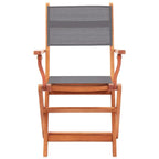 vidaXL Folding Patio Chairs 2 pcs Gray Solid Wood Eucalyptus and Textilene