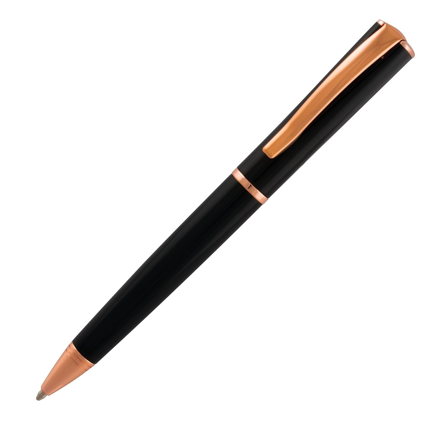 Monteverde Impressa Ballpoint Pen - Black With 18 Karat Rose Gold Trim, Refillable With Parker Style Refills, Luxury Writing Ins