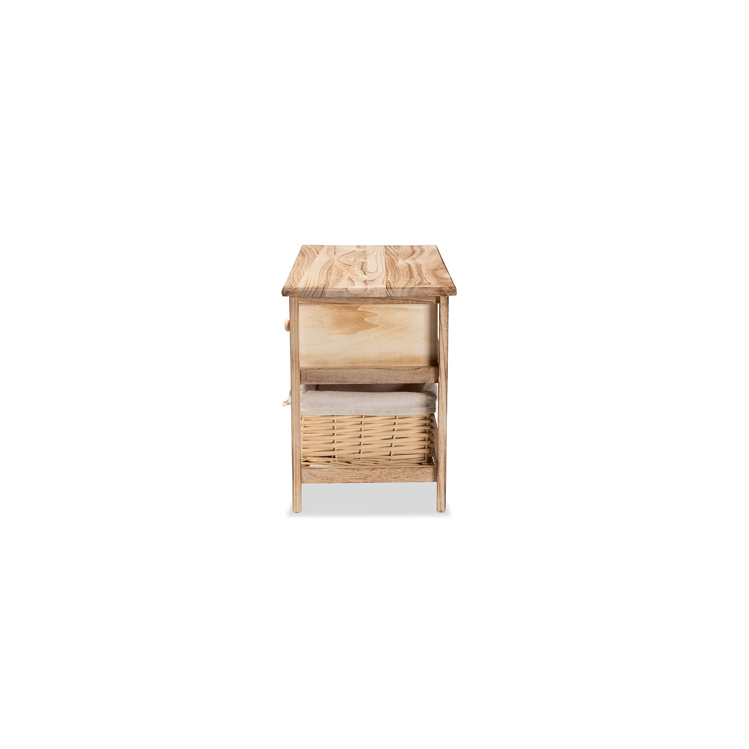 Baxton Studio Kenwood Rustic and Contemporary Oak Brown Finished Wood 2-Drawer Storage Unit with Woven Baskets