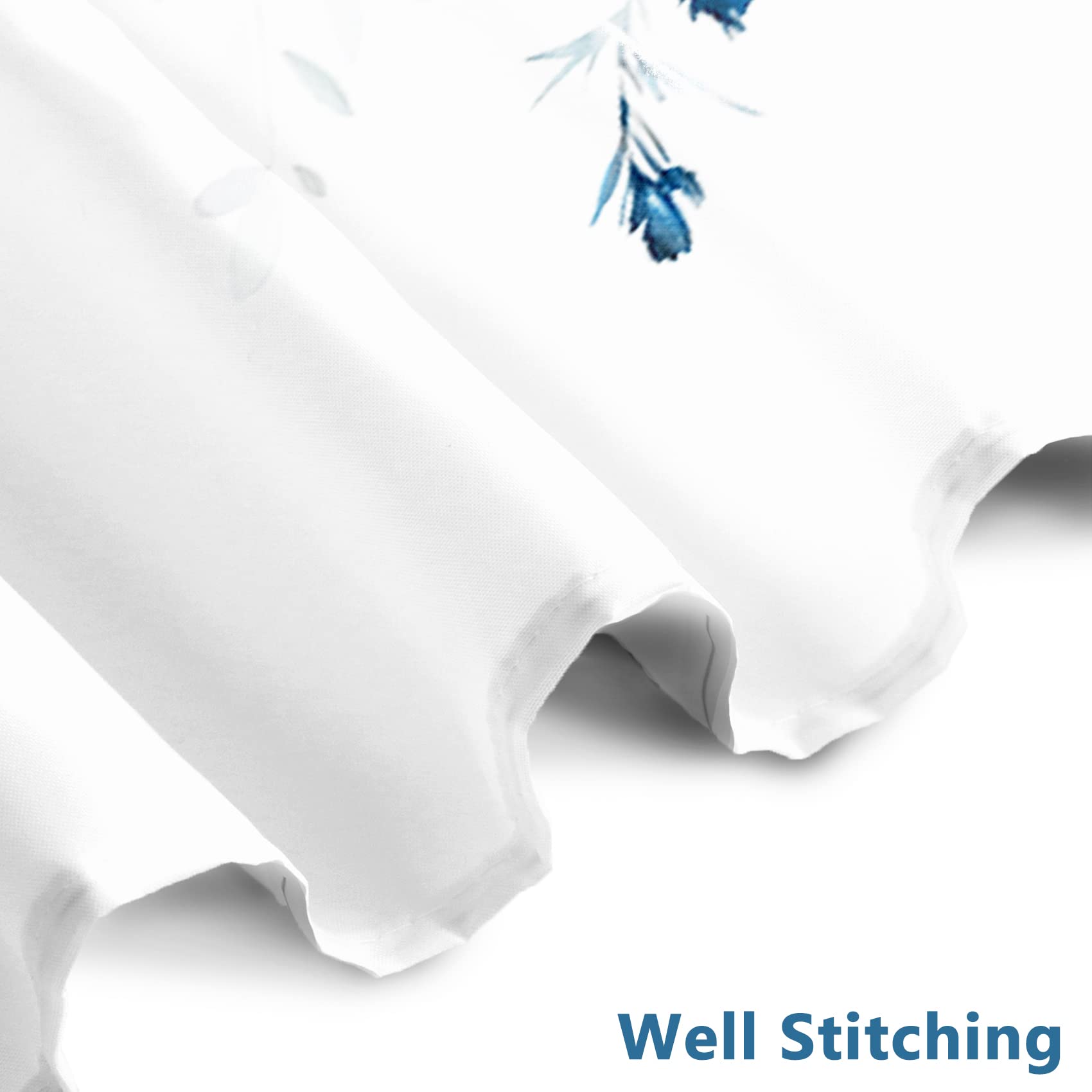 Awert Blue Plants Shower Curtain With Hooks Watercolor Leaves Shower Curtain For Bathroom Waterproof Bathroom Accessories Bathtu