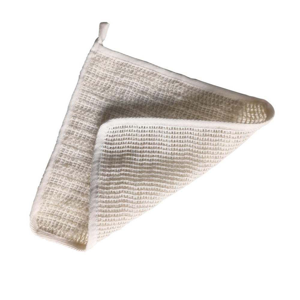 HiKin 2 Pack Natural Organic Cotton Linen Body Exfoliating Washcloths, 30 x 30cm Biodegradable Dual Sided Bath Body Scrub Foamin