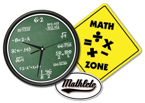 Math Class Wall Clock & Sign Gift Set Mathematics Math Decal Included