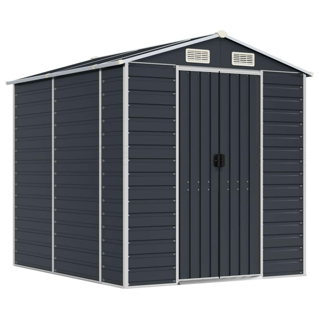 'Vidaxl Garden Shed Anthracite - Galvanised Steel Outdoor Tool Storage Solution With Ventilation System And Convenient Door Hand