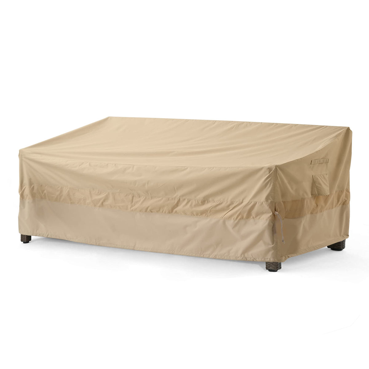 Wj-X3 Patio Sofa Covers Waterproof, 3-Seater Heavy Duty Lawn Couch Covers Uv Resistant, Deck Sofa Chair Set Covers Anti-Fading, Wind Resistant, 87W X 42D X 35H Inches, Beige