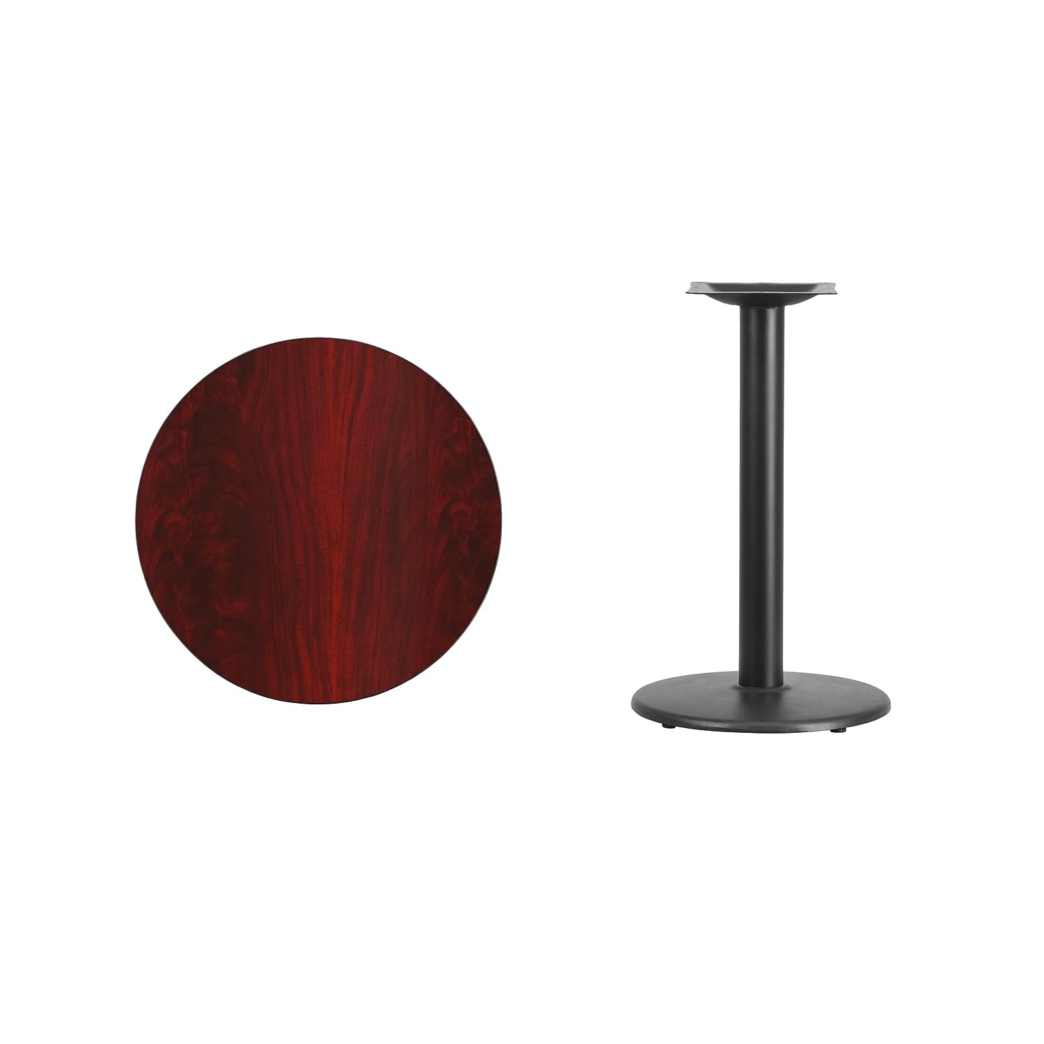 Flash Furniture 24'' Round Mahogany Laminate Table Top With 18'' Round Table Height Base