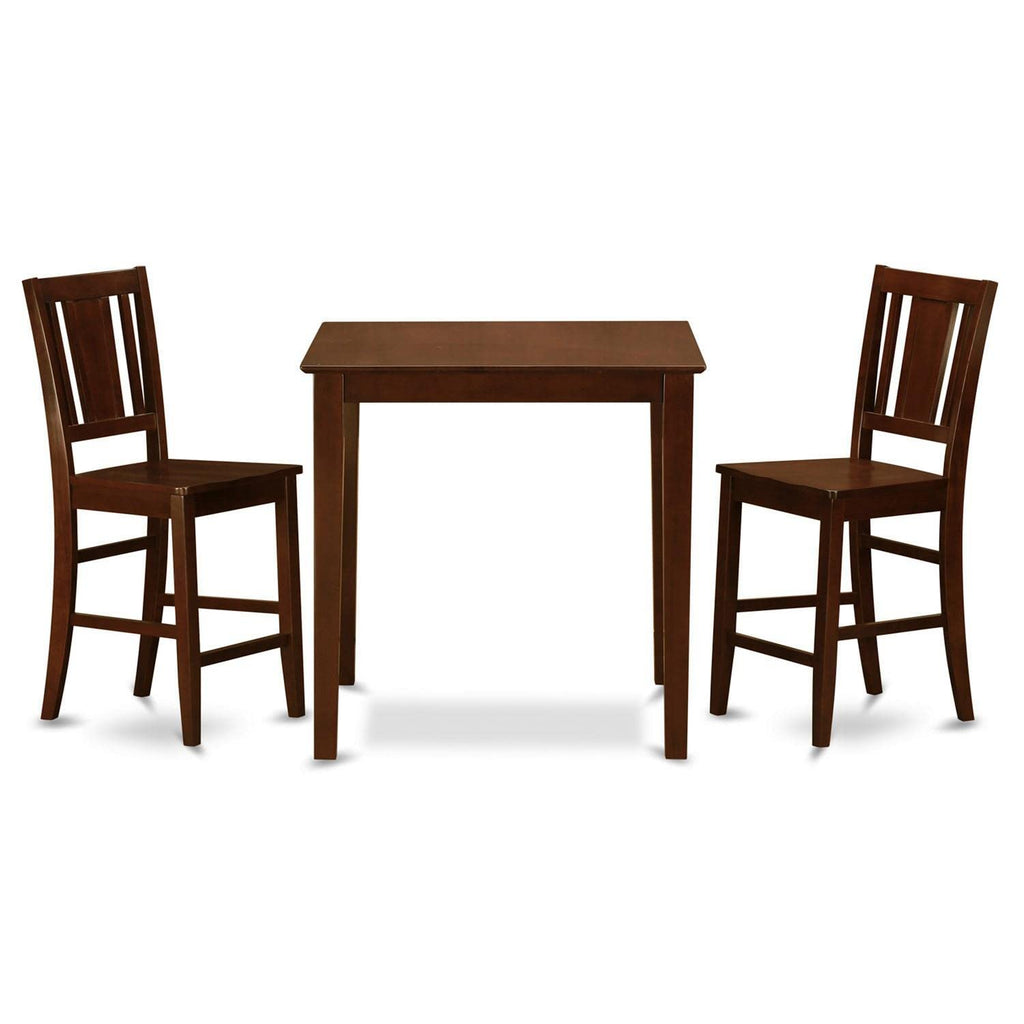 East West Furniture Vernon 3 Piece Counter Height Set Contains a Square Wooden Table and 2 Kitchen Dining Chairs, 36x36 Inch, VNBU3-MAH-W