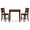 East West Furniture Vernon 3 Piece Counter Height Set Contains a Square Wooden Table and 2 Kitchen Dining Chairs, 36x36 Inch, VNBU3-MAH-W