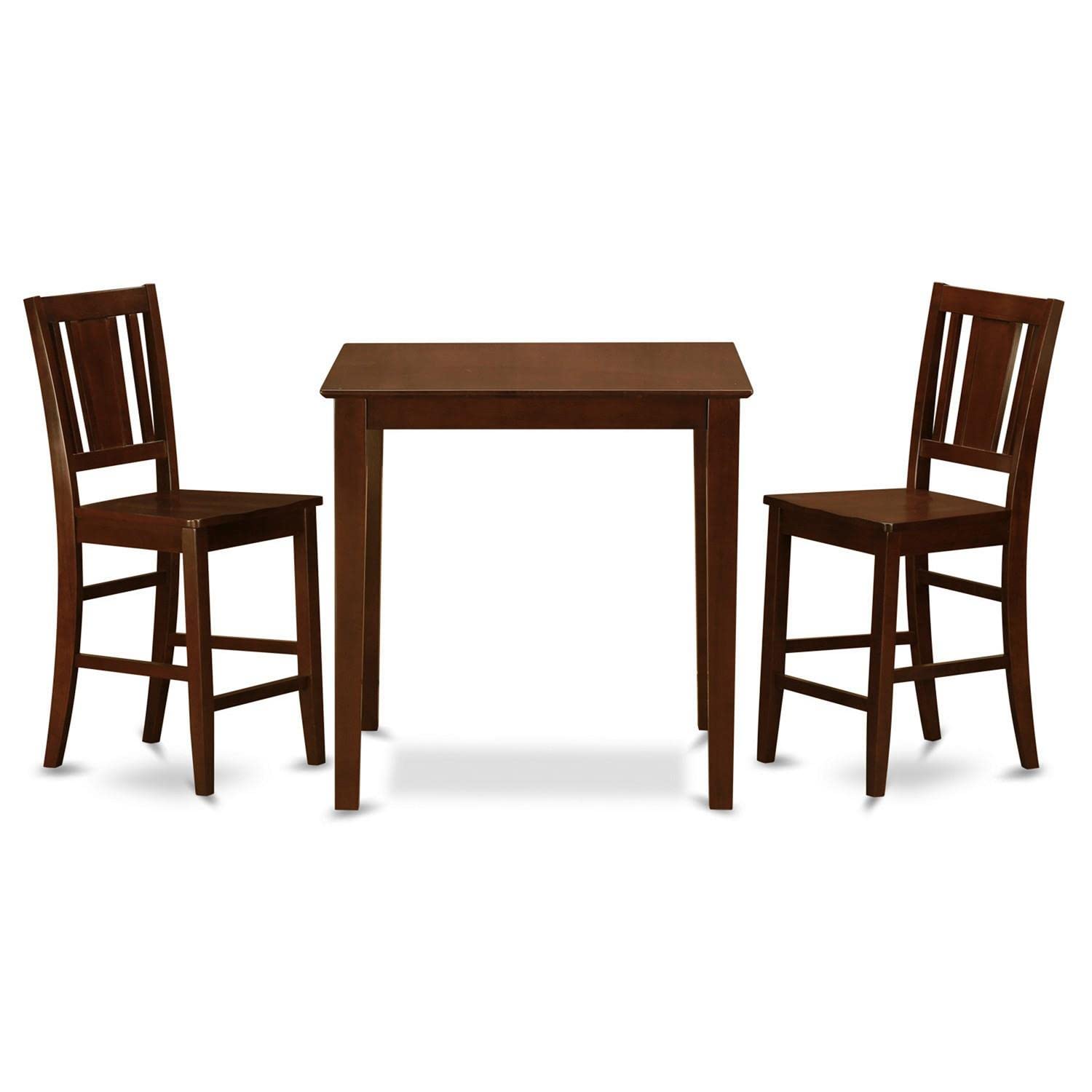 East West Furniture Vernon 3 Piece Counter Height Set Contains a Square Wooden Table and 2 Kitchen Dining Chairs, 36x36 Inch, VNBU3-MAH-W