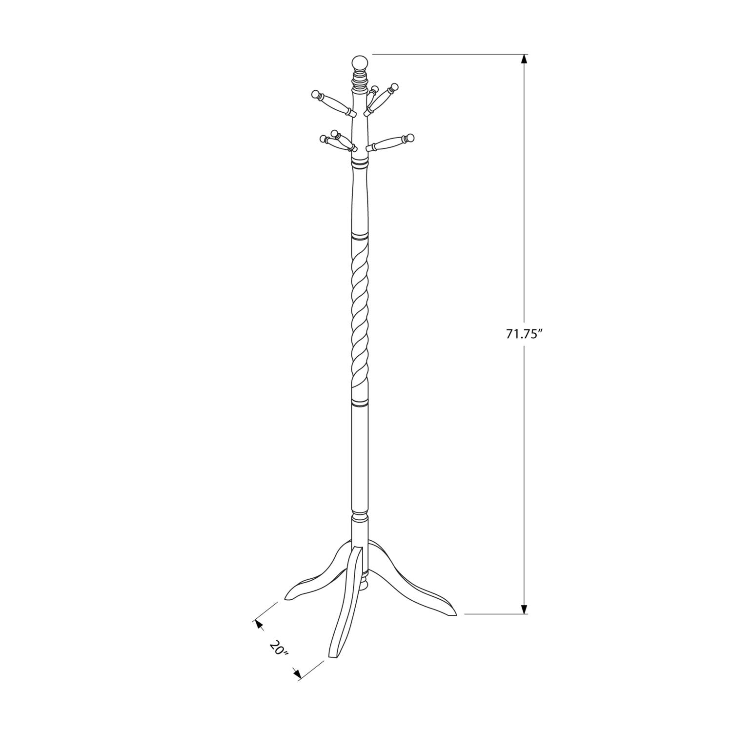 Monarch Specialties I 3174 Coat Rack, Hall Tree, Free Standing, 6 Hooks, Entryway, 72' H, Bedroom, Wood, Grey, Contemporary, Modern