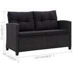 vidaXL 6 Piece Garden Sofa Set with Cushions Poly Rattan Black