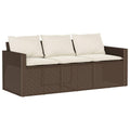 vidaXL Patio Sofa with Cushions - 3-Seater Brown Poly Rattan Outdoor Garden Furniture - 69.7" W x 27.6" D x 26.8" H - Removable and Washable Covers