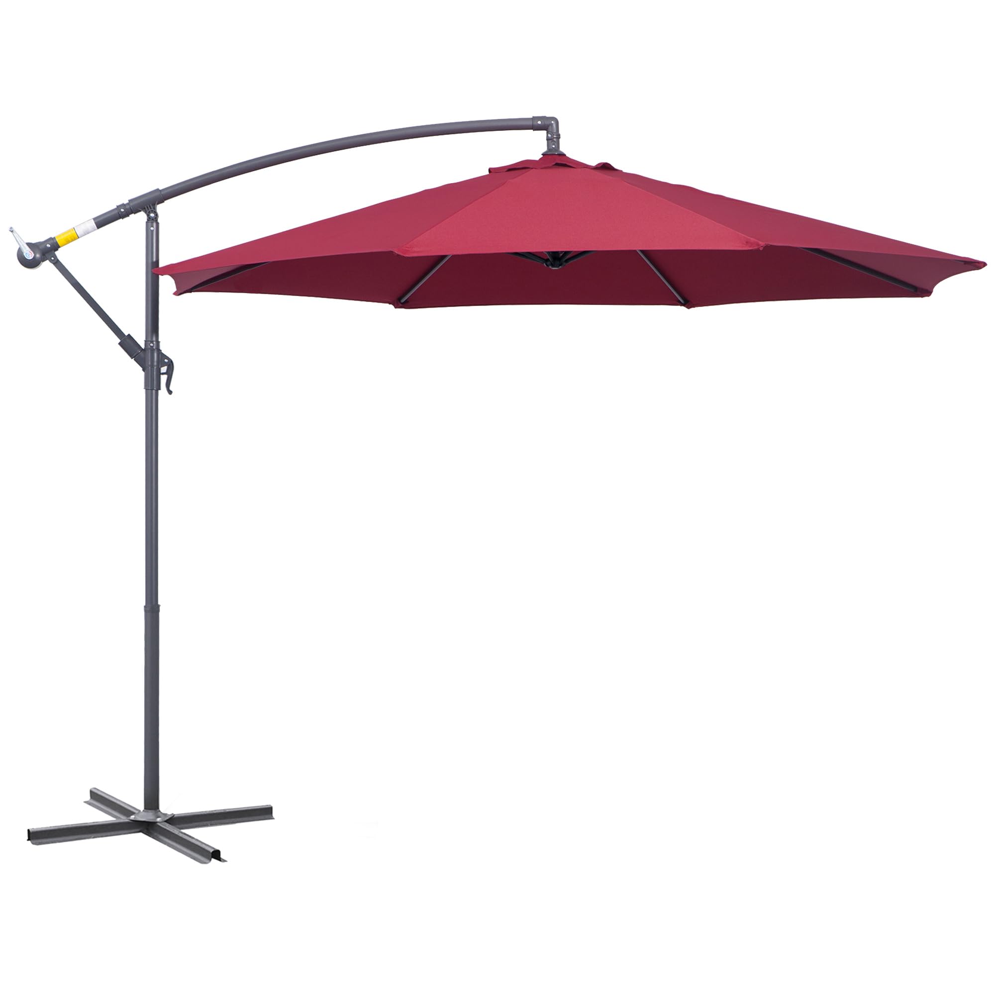 Outsunny 10' Cantilever Hanging Tilt Offset Patio Umbrella With Uv & Water Fighting Material And A Sturdy Stand, Red
