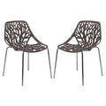 LeisureMod Asbury Modern Dining Chair Set of 2, Taupe Dining Chairs with Durable Polypropylene Seat and Chrome Legs, Stackable C