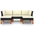 vidaXL Patio Lounge Set 5 Piece, Sectional Sofa for Outdoor Garden Yard, Patio Furniture with Cushions, Footrest, Farmhouse Modern Style