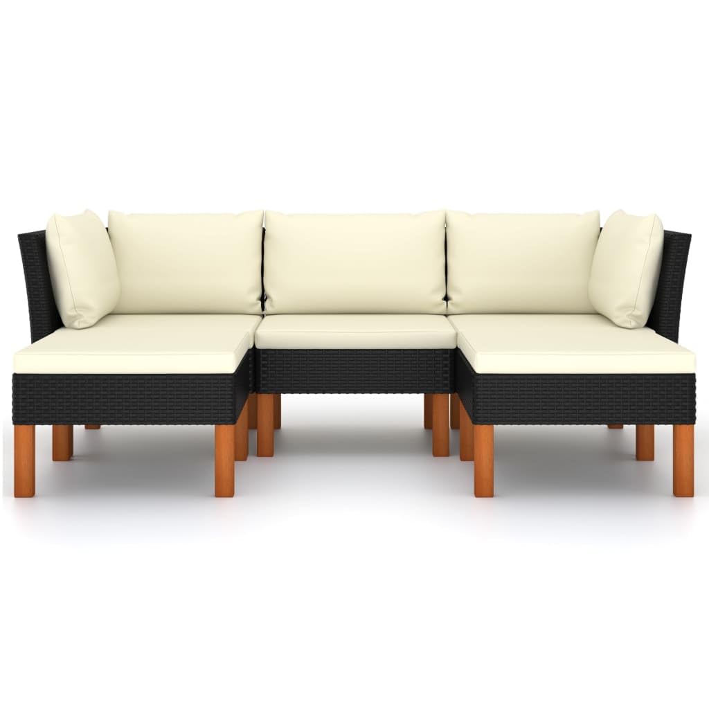 vidaXL Patio Lounge Set 5 Piece, Sectional Sofa for Outdoor Garden Yard, Patio Furniture with Cushions, Footrest, Farmhouse Modern Style